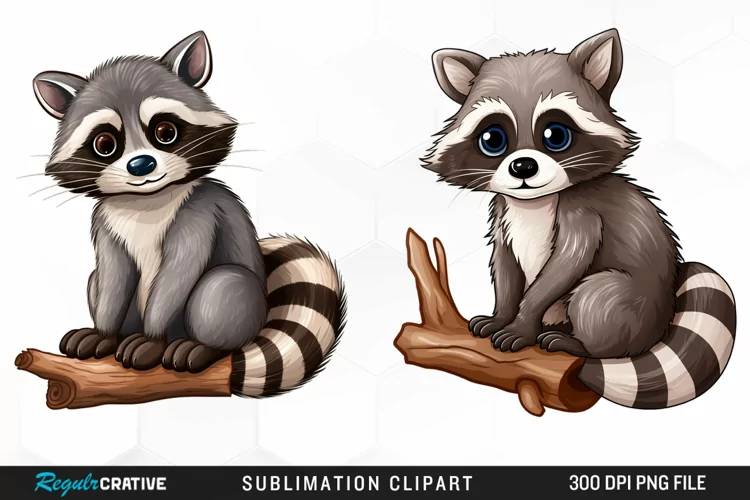 Watercolor Cute Raccoon PNG Clipart