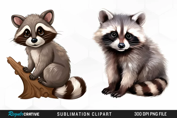 Watercolor Cute Raccoon Artwork Clipart