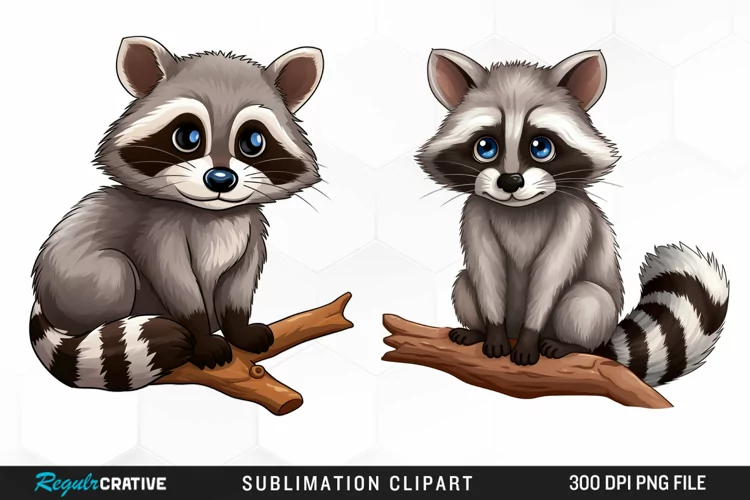 Watercolor Cute Raccoon Clipart