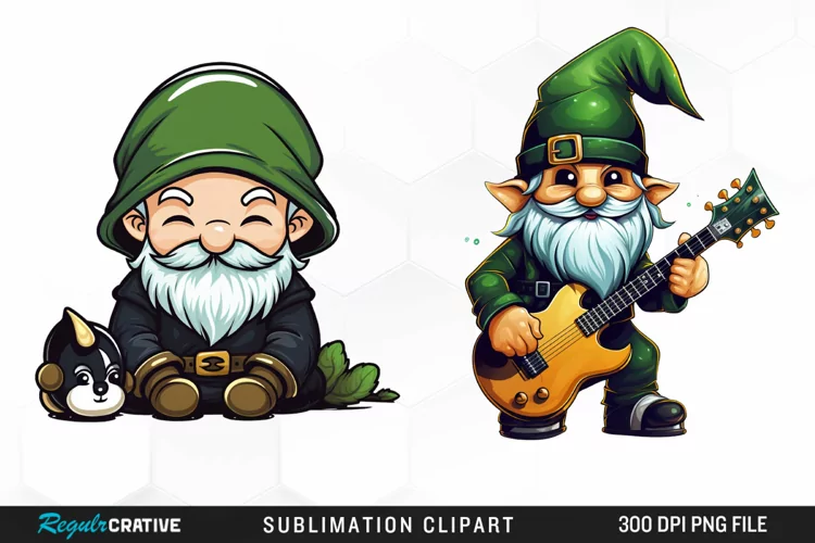 Watercolor Green Gnome PNG Clipart
