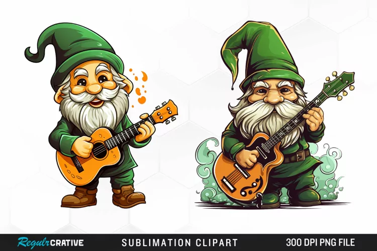 Watercolor Green Gnome Art Clipart