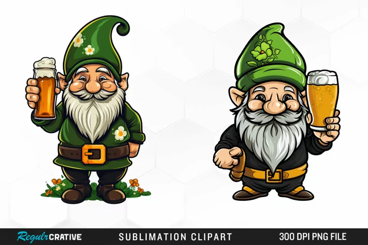 Watercolor Green Gnome Artwork Clipart