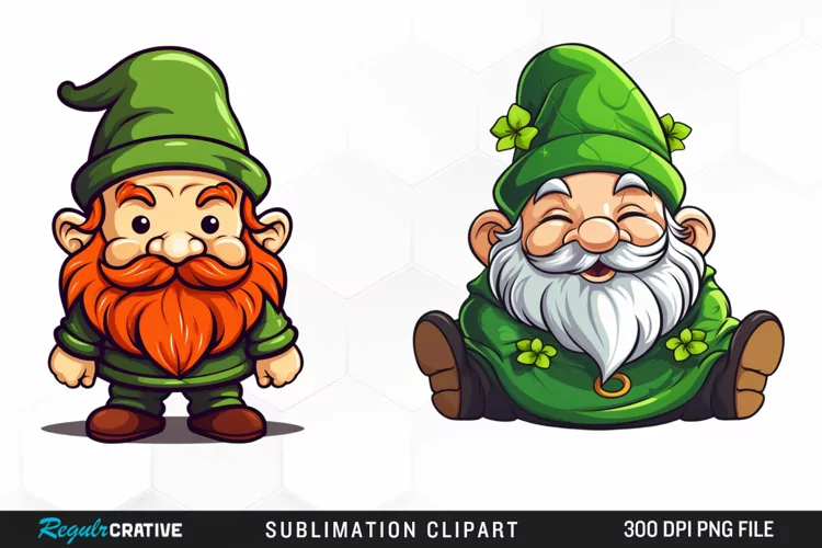 Watercolor Green Gnome Fun Clipart