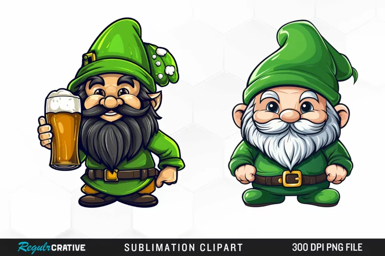 Watercolor Green Gnome Exquisite Clipart