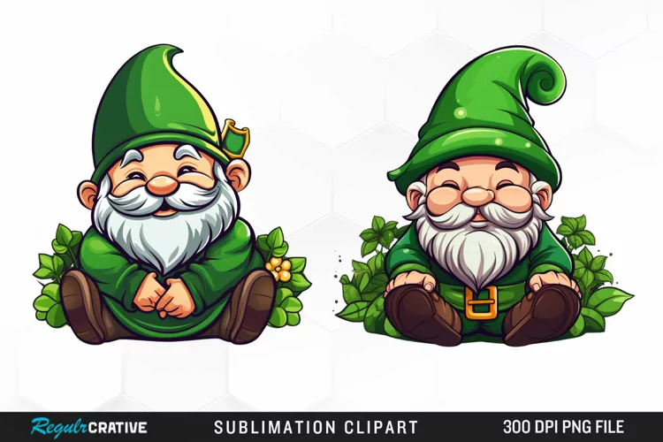Watercolor Green Gnome Image Clipart