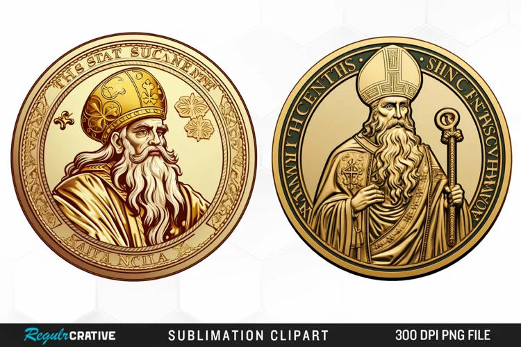 Watercolor Golden Coin Clipart