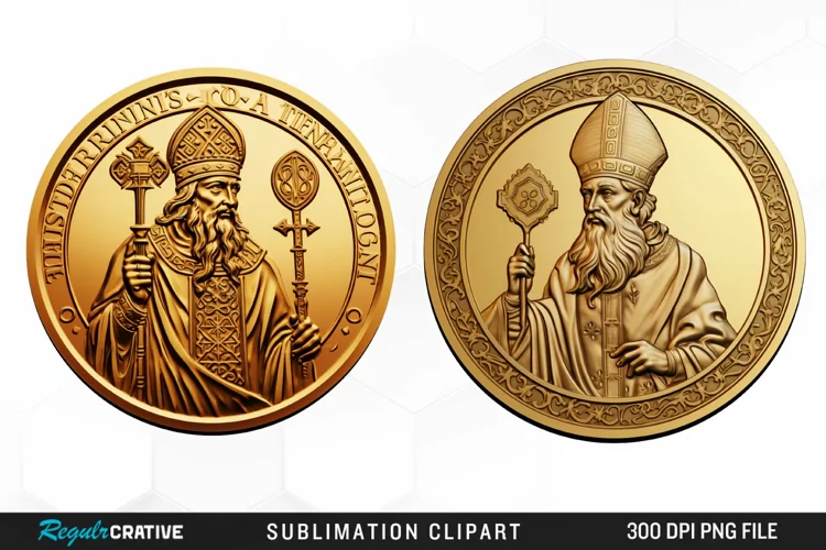 Watercolor Golden Coin Image Clipart