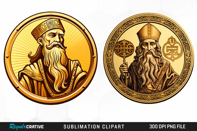 Watercolor Golden Coin Exquisite Clipart