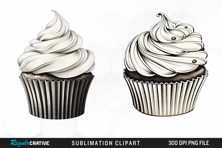 Watercolor Vintage Cupcake Illustration PNG Clipart