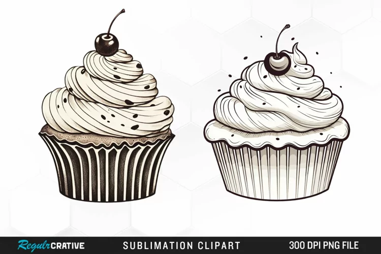 Watercolor Vintage Cupcake PNG Clipart