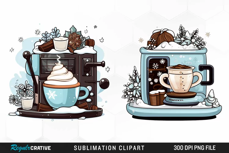 Watercolor Hot Cocoa Design Clipart