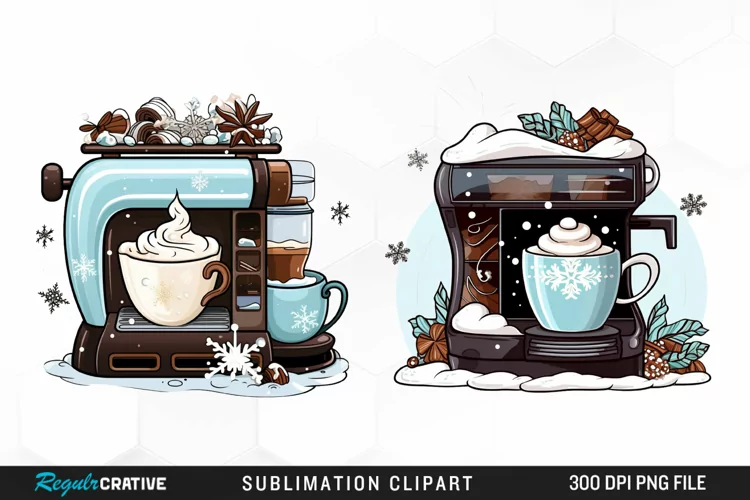 Watercolor Hot Cocoa Graphics Clipart