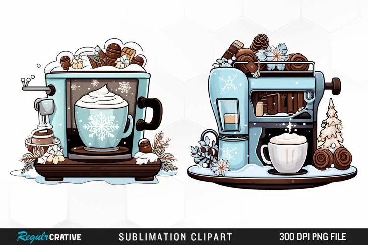 Watercolor Hot Cocoa Machine Clipart