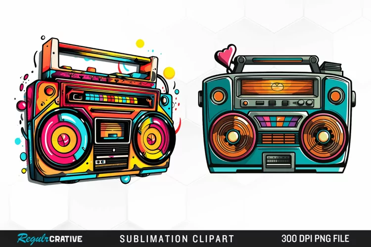 Watercolor Retro tape player Graphics Graphic Clipart