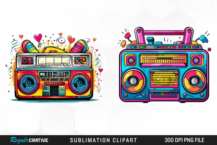 Retro tape player Graphics Watercolor Clipart