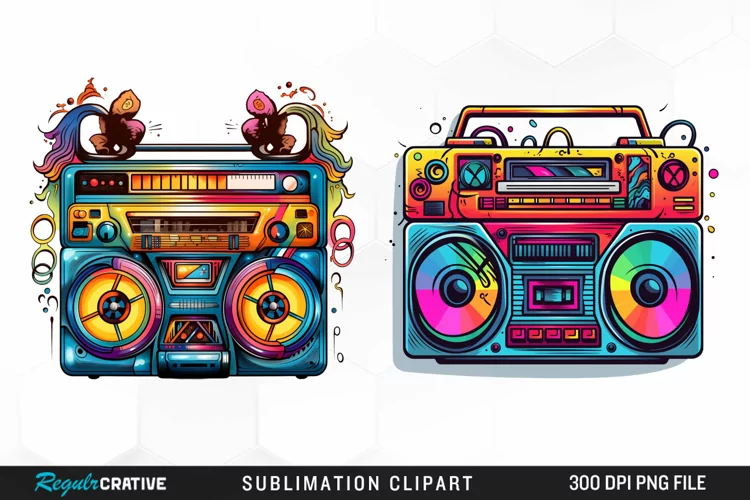 Watercolor Retro tape player Design Clipart