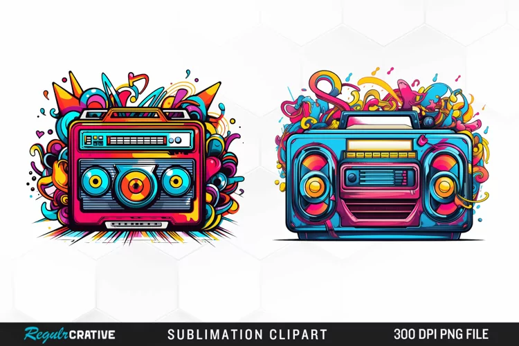 Watercolor Retro tape player Graphics Clipart