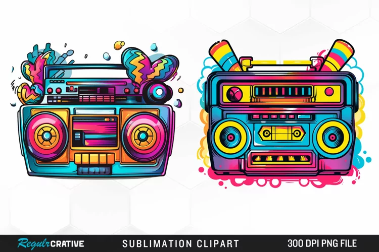Watercolor Retro tape player Graphics Image Clipart