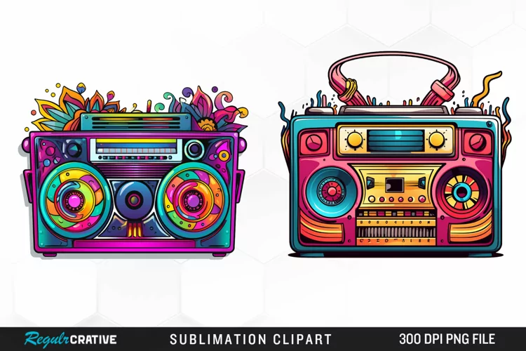 Watercolor Retro tape player Clipart