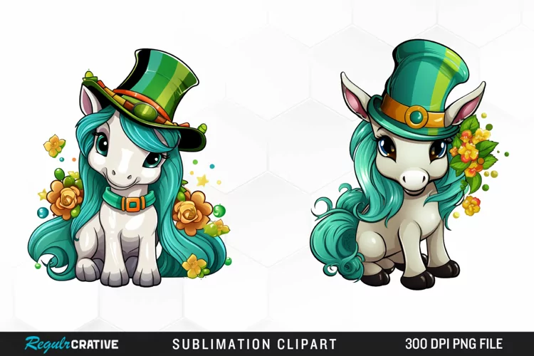 Watercolor Green Unicorn Sublimation PNG Clipart