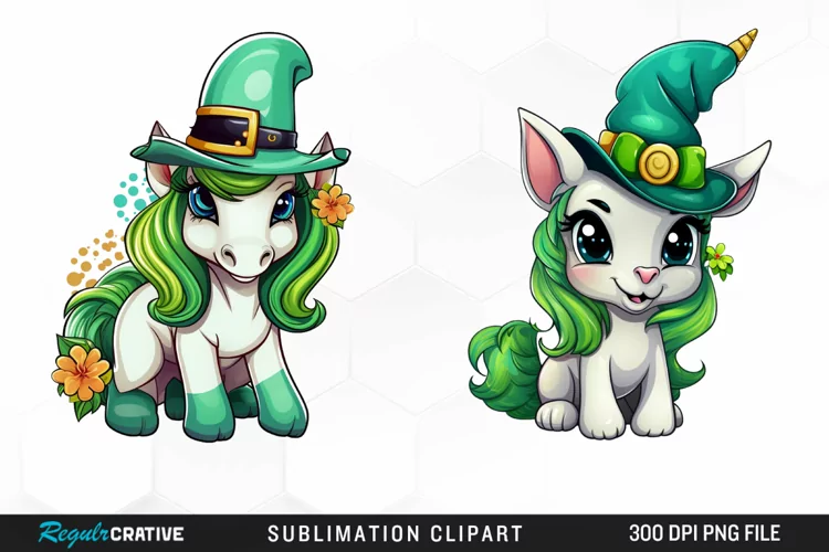 Watercolor Green Unicorn PNG Clipart