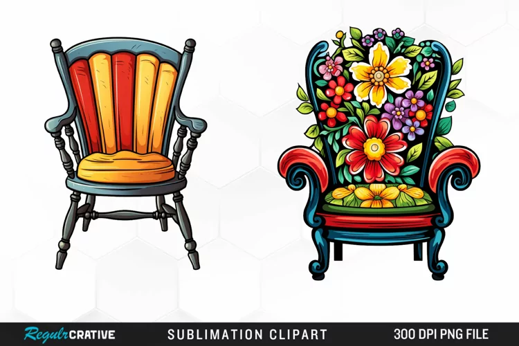 Watercolor Cottagecore Chair Artwork Clipart