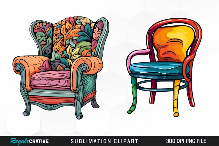 Watercolor Cottagecore Chair Illustration Clipart