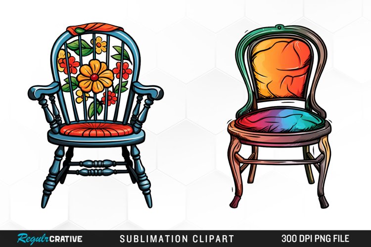 Watercolor Cottagecore Chair Art Clipart example image 1