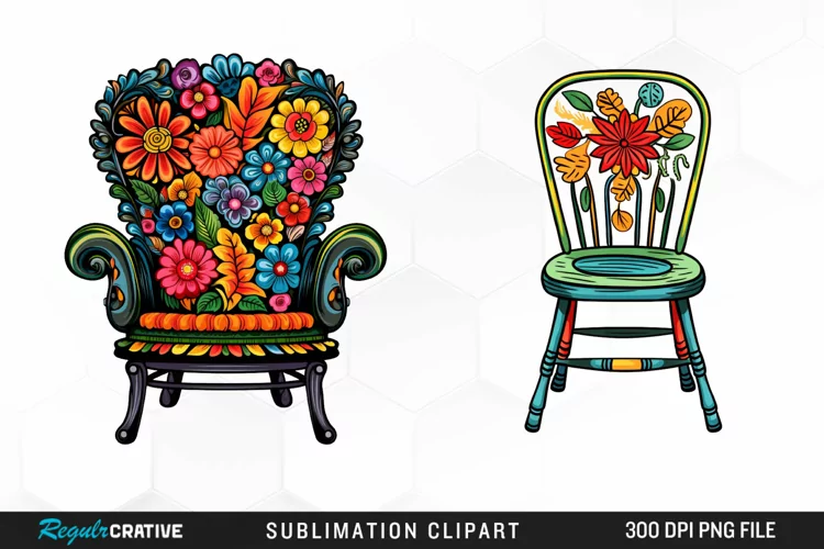 Watercolor Cottagecore Chair Graphic Clipart