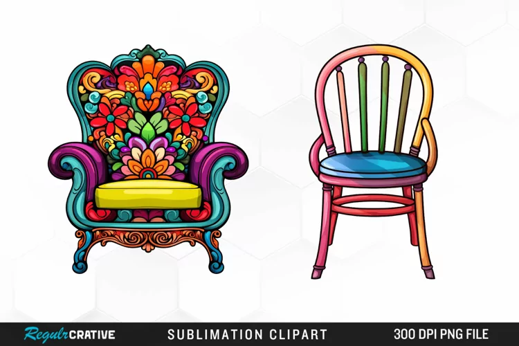 Watercolor Cottagecore Chair Design Clipart