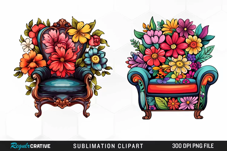 Watercolor Cottagecore Chair Graphics Clipart