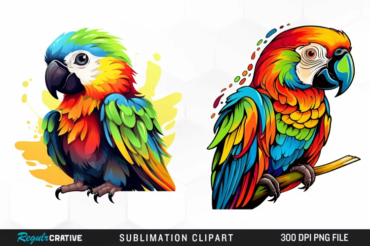 Watercolor Baby Parrot Art Clipart