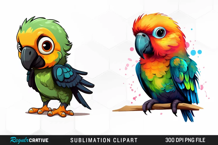 Watercolor Baby Parrot Sublimation PNG Clipart