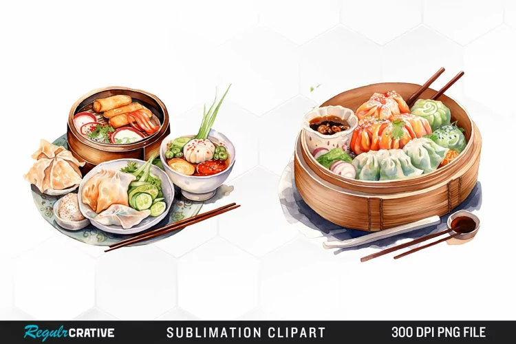 Asian Food Watercolor PNG Clipart