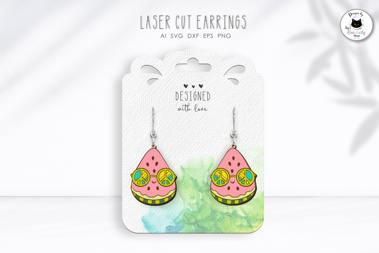 Peace Glasses Watermelon | Summer Earrings Laser Cut