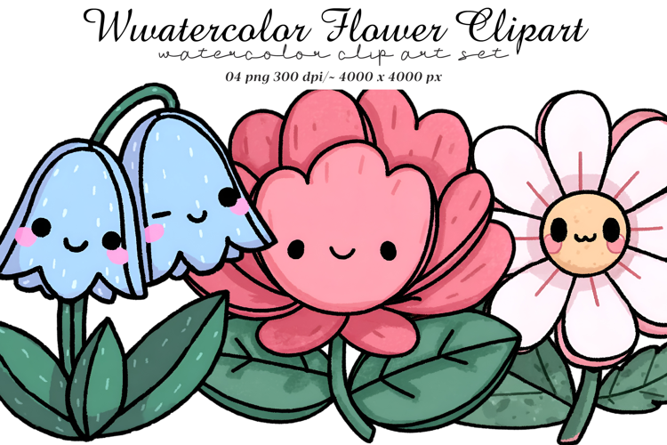 Watercolor Flower Clipart, Flower PNG