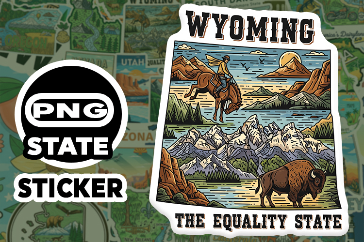 Wyoming Sticker PNG SVG | State Outline Decal File