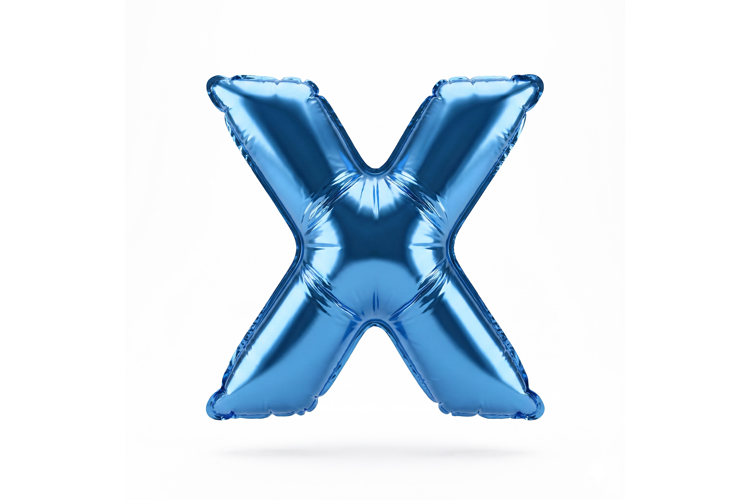 Blue Metallic Letter X Foil Balloon Party Decoration
