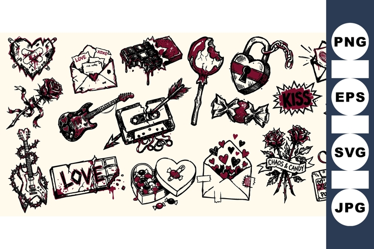 Punk Valentine Clipart Bundle for Rock Lovers