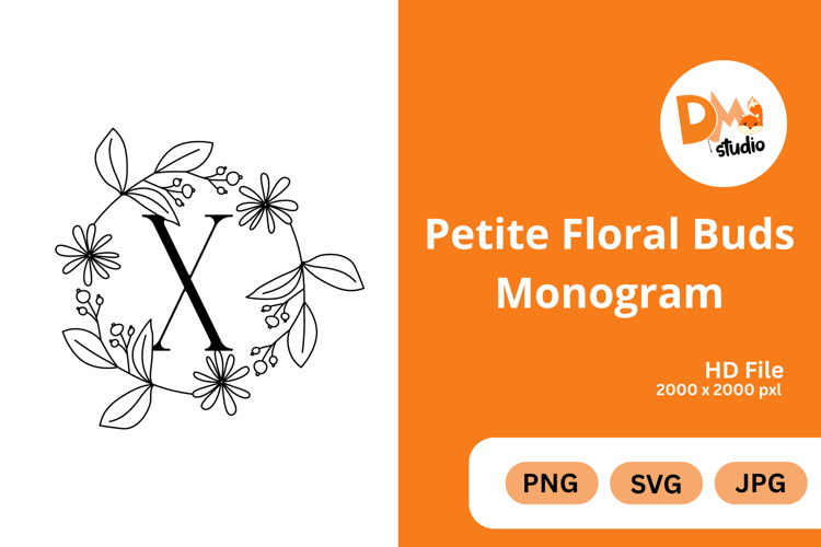 Petite Floral Buds Monogram