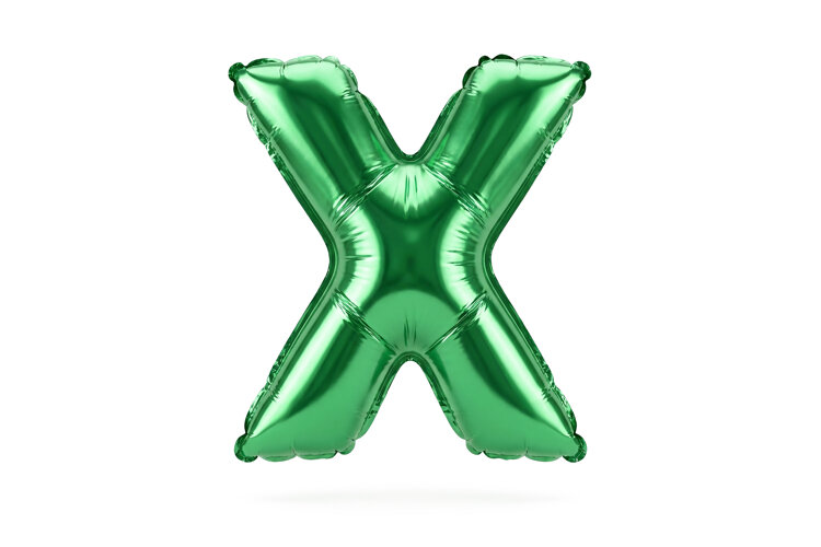 Green Metallic Letter X Foil Balloon Party Decoration example image 1