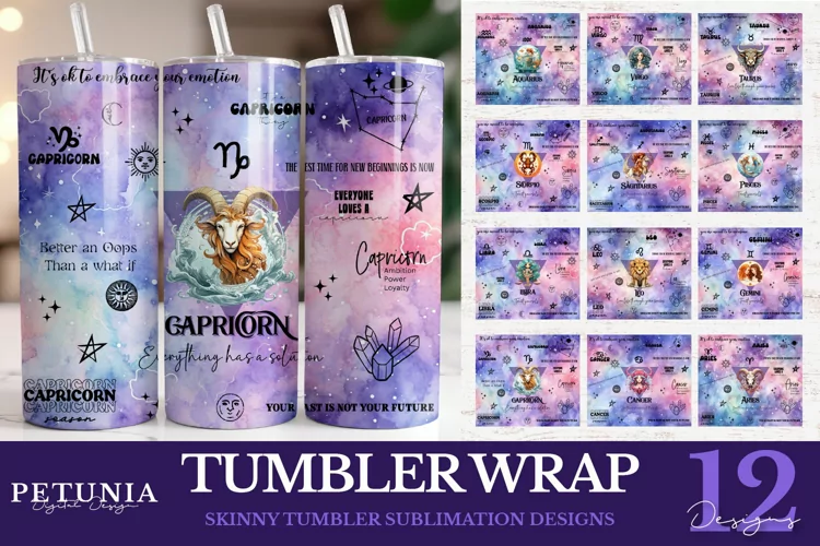 12 Zodiac Signs Tumbler Wrap | Zodiac Sign PNG