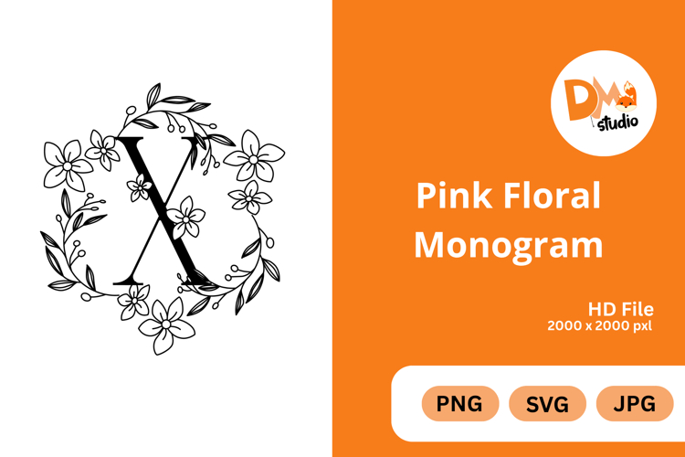 Pink Floral Monogram