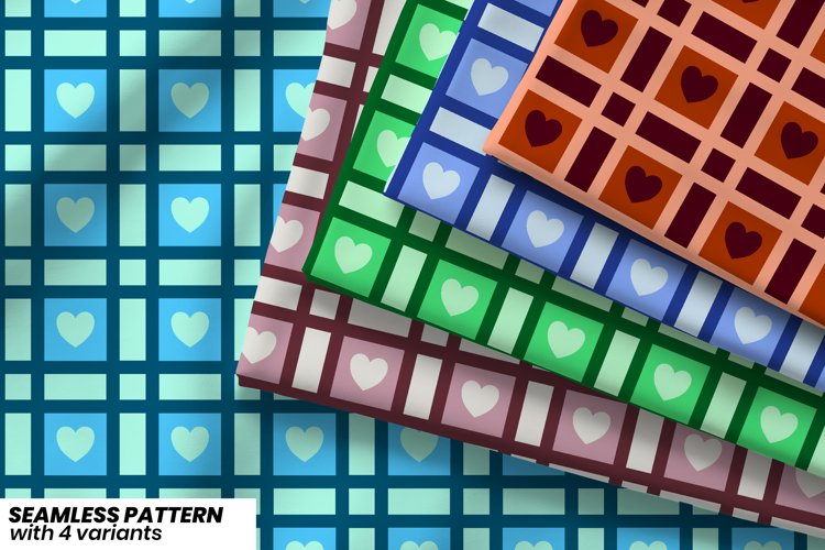 Heart Line Grid Pattern