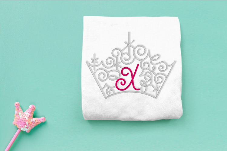 Ornate Magical Tiara with Letter X Embroidery File