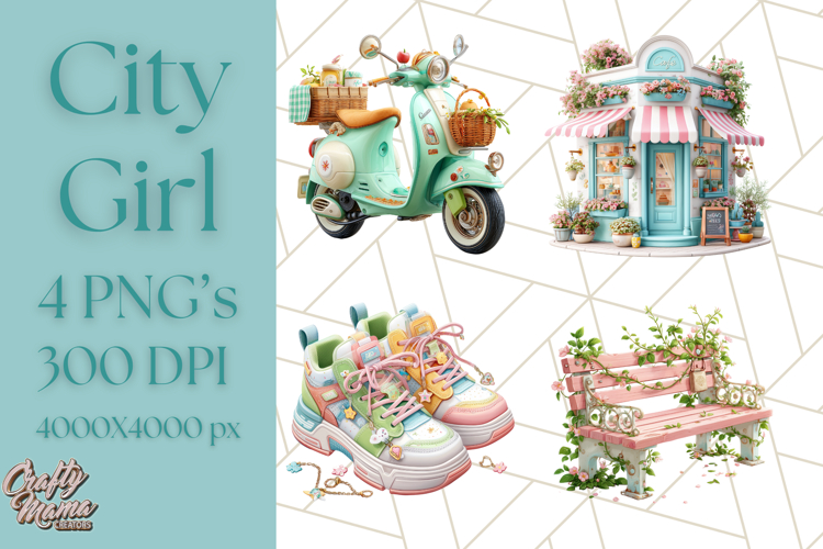 Kawaii City Girl PNG Clipart, Soft Dreamy Style Clip Art example image 1