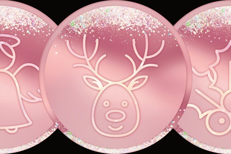 Rose gold printable Christmas stickers with winter elements