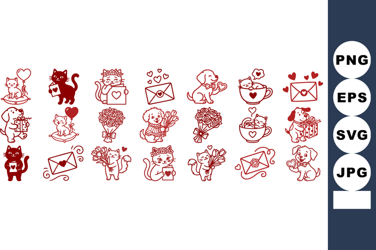 Valentine Pets SVG Clipart Bundle for Crafts