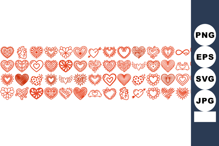 Valentine Heart SVG Cutout Shapes Bundle Set