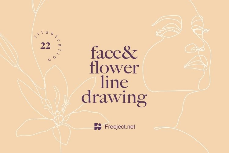 Face & Flower Line Drawing Bundle example image 1